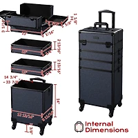 Byootique Makeup Train Case Trolley w/ Cube Case Cosmetic Organizer ForgetMeNot