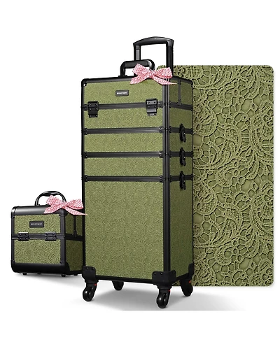 Byootique Makeup Train Case Trolley w/ Cube Case Cosmetic Organizer Rococo