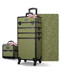 Byootique Makeup Train Case Trolley w/ Cube Case Cosmetic Organizer Rococo