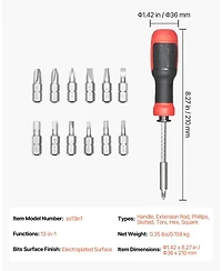 Mecale 13-in-1 Magnetic Screwdriver Set, Multi-Bit Mini Nut Driver, Phillips, Flat, Torx & Square Bits, Precision Repair Tool Kit