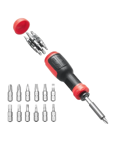 Mecale 13-in-1 Magnetic Screwdriver Set, Multi-Bit Mini Nut Driver, Phillips, Flat, Torx & Square Bits, Precision Repair Tool Kit