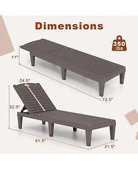 Slickblue Set of 2 Outdoor Chaise Lounge Chairs with 4-Position Back
