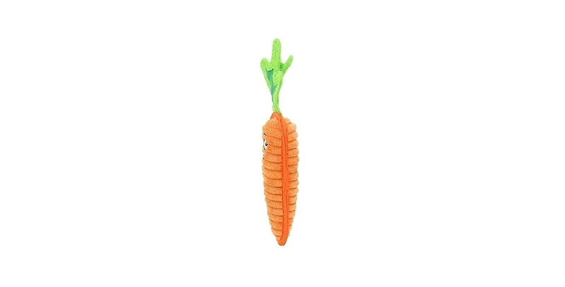 Tuffy Funny Food Carrot, Durable Plush Squeaky Dog Toy