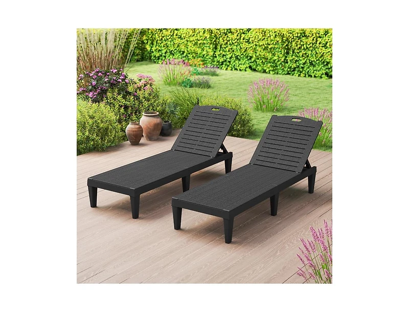 Slickblue Set of 2 Outdoor Chaise Lounge Chairs with 4-Position Back