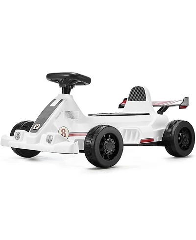 Sugift 6V Electric Go Kart for Kids with Led Headlight & Horn, White