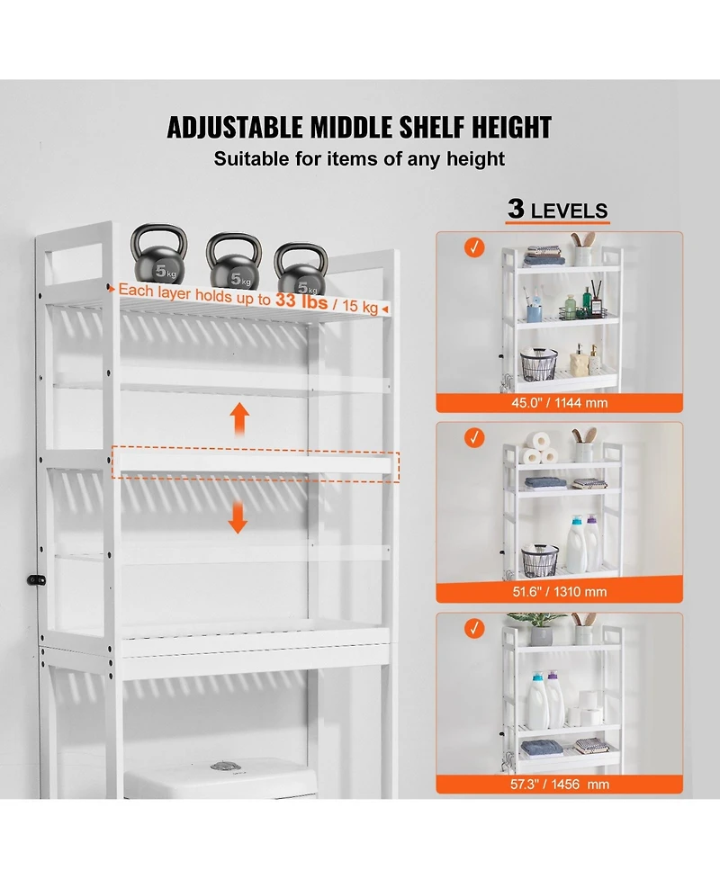 Volenca Over-The-Toilet Storage Shelf, 3-Tier Bathroom Space Saver Organizer Rack