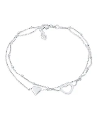Bling Jewelry Love Double Strand Two Hearts Anklet Ankle Bracelet Sterling Silver Adjustable