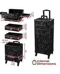 Byootique Rolling Makeup Train Case with Portable Cube Case Cosmetic Organizer