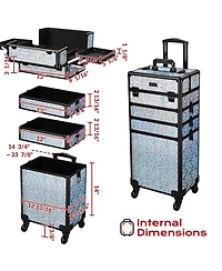 Byootique Makeup Train Case Kit with Cube Case Cosmetic Organizer Mermaid Silver