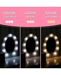 gaomon Girls' Vanity Set with Light and Mirror, Makeup Table Stool for Kids, Wood Dressup Playset 4-9