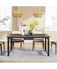 Tribesigns 63" Industrial Dining Table for 4–6 with Sturdy Metal Legs and Wood Top