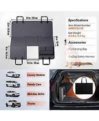 Cozito Waterproof Dog Car Seat Cover for Back Seat, 54 x 24 in, 600D Heavy-Duty Protection for Cars