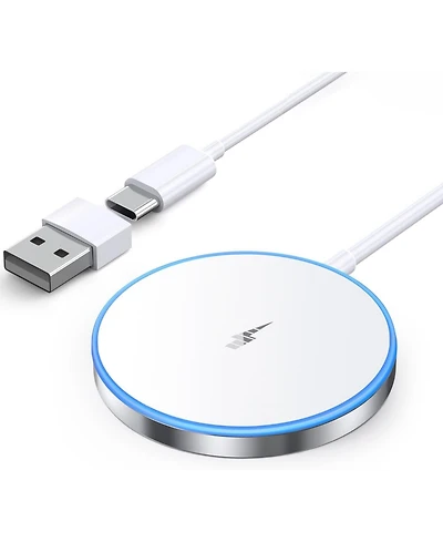 Risokeys Single Magnetic Wireless Charger, 15W Charging Mag-Safe Charger with Dual Charging Ports for iPhone 16/15/14/13/12 Pro and AirPods