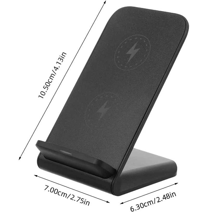 Risokeys 15w fast charging stand dual coil wireless charger, desktop mobile phone vertical wireless charger for desktop vertical and placement, black