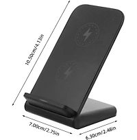 Risokeys 15w fast charging stand dual coil wireless charger, desktop mobile phone vertical wireless charger for desktop vertical and placement, black