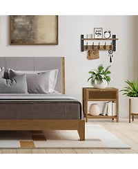 Sorbus Inch Floating Wall Shelf with 5 Heavy Duty Hooks – for Entryway, Bathroom, Bedroom, Kitchen