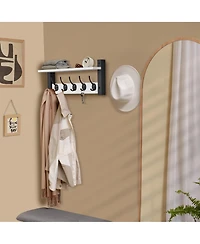 Sorbus Inch Floating Wall Shelf with 5 Heavy Duty Hooks – for Entryway, Bathroom, Bedroom, Kitchen