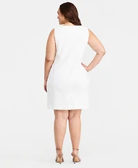 Kasper Plus Bonded Lace Sheath Midi Dress