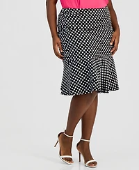 Kasper Plus Polka Dot Jacquard Flounce Skirt