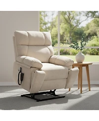 Clihome Heat Massage Dual Motor Infinite Position Up to 350 Lbs Large Electric Power Lift Recliners with Hidden Cup Holders