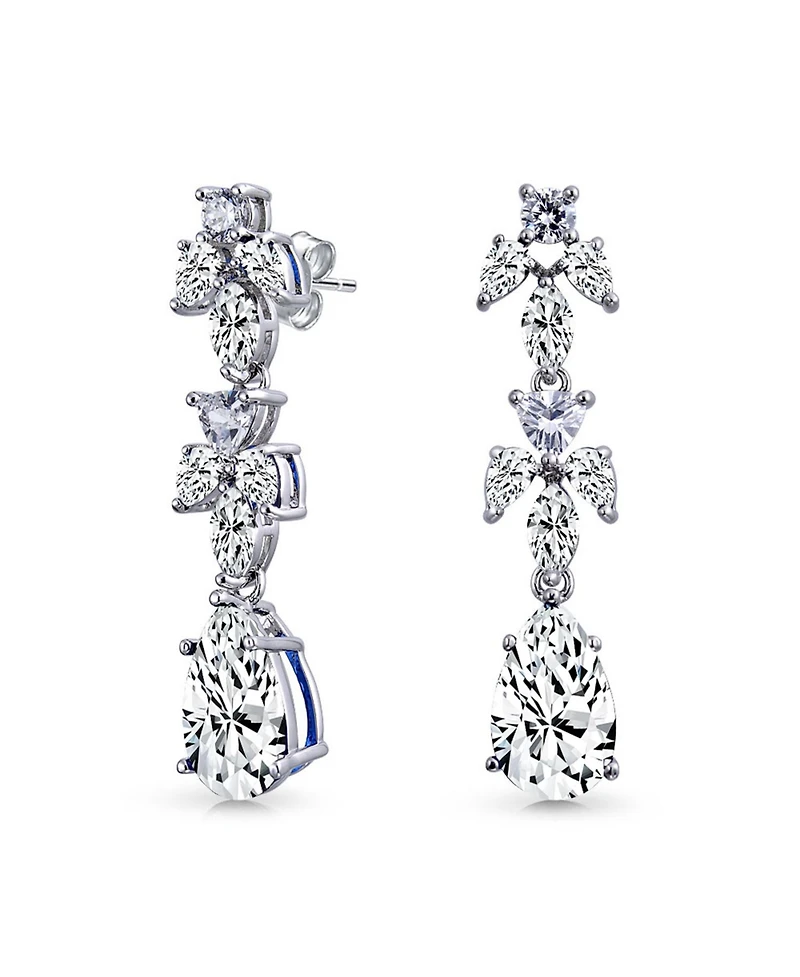 Bling Jewelry Teardrop Cz Spray Collar Statement Necklace & Chandelier Earrings Jewelry Set