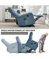 Boyel Living Chenille Power Lift Recliner Chair 155° with Massage Heat Usb for Indoor Elderly