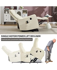 Boyel Living Faux Leather Power Lift Recliner Chair 155° with Massage Heat Usb for Indoor Elderly