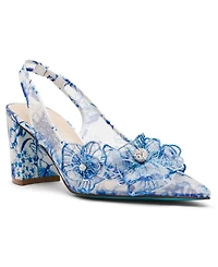 Betsey Johnson Women's Petra Flower Applique Slingback Pumps