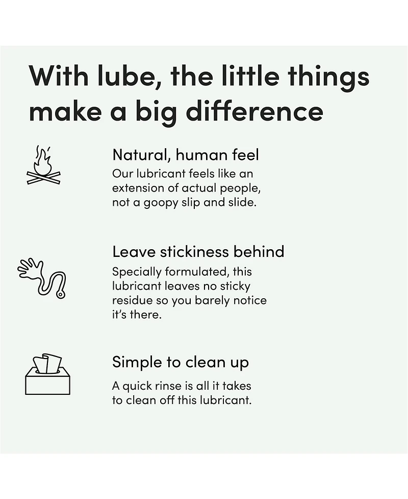 Hims & Hers Glide: Premium water-based lubricant with aloe, green tea, and hemp seed. No sticky residue, hydrating, pH balanced, no parabens