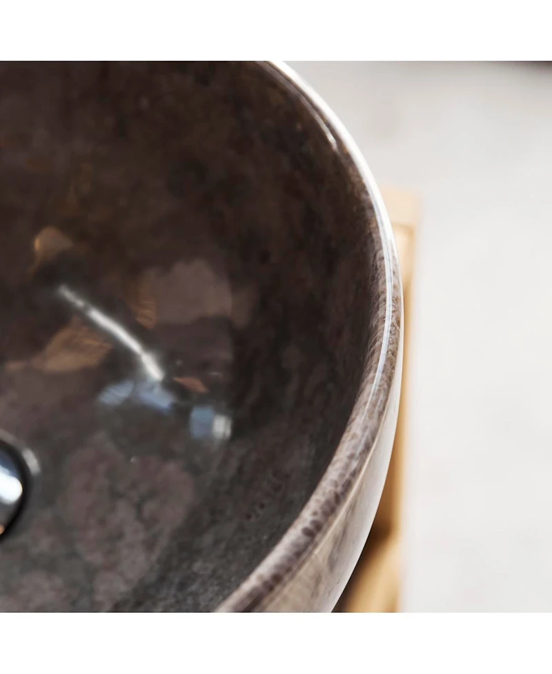 Tikamoon Mia Light Grey round marble washbasin