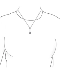 Bling Jewelry Pave Cubic Zirconia Cz Accent Safety Pin Pendant Necklace .925 Sterling Silver