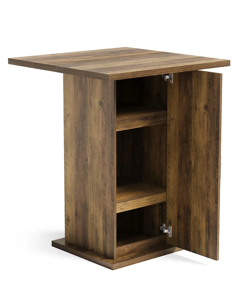Tribesigns Bar Table with Storage Cabinet, 39.4" H Square High Top Pub Table, Wood Bistro Cocktail Table, Farmhouse Design with 3-Tier Cabinet