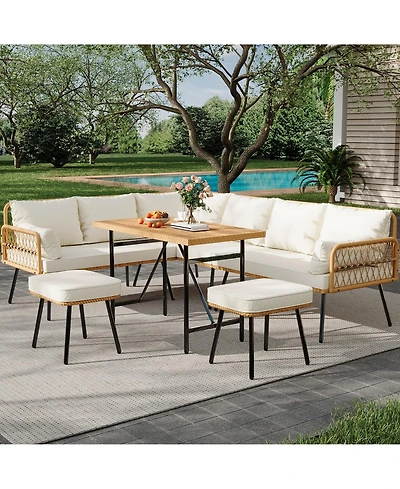 gaomon 6 Pieces Outdoor Wicker Patio Conversation Bistro Set