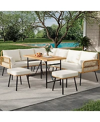 gaomon 6 Pieces Outdoor Wicker Patio Conversation Bistro Set