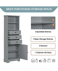 Rainsken Bathroom Storage Cabinet, with 3 Drawers and Adjustable Shelves, Modern Cabinet