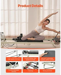 Mecale Foldable Pilates Reformer, Dual-Resistance Spring and Cord Reformer for Home Pilates Training