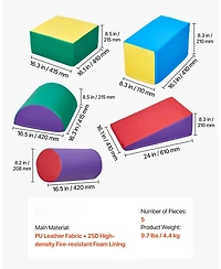 Mecale Foam Climbing Toys, 5-Piece Set, Pu Leather Soft Play Blocks, Indoor Climb & Crawl Set, Easy Clean, 6M-3Y
