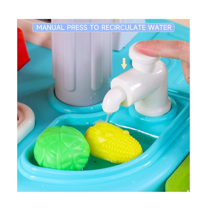 Bruce & Shark Kids Kitchen Playset with Light, Sound Spray Functions for Realistic Pretend Play