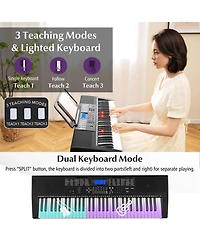 Costway 61-Key Electric Piano Keyboard for Beginners with Adjustable Stand and Stool