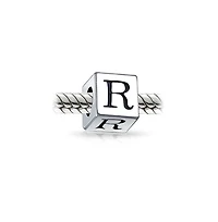 Bling Jewelry Block Letter Alphabet Initial Charm Bead Sterling Silver For European Bracelet