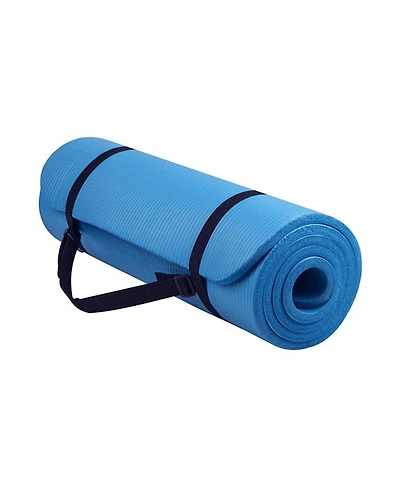 BalanceFrom Fitness GoYoga 71x24in Anti Tear Exercise Yoga Mat with Strap, Blue