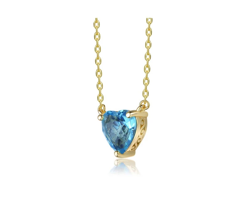 Rachel Glauber Radiant 14K Gold Plated Blue Cz Heart Pendant Necklace