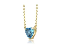 Rachel Glauber Radiant 14K Gold Plated Blue Cz Heart Pendant Necklace