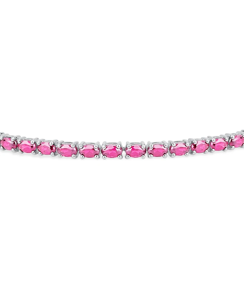 Bling Jewelry Traditional Natural Oval Topaz Garnet Strand Tennis Bracelet .925 Sterling Silver-7.5 Inch