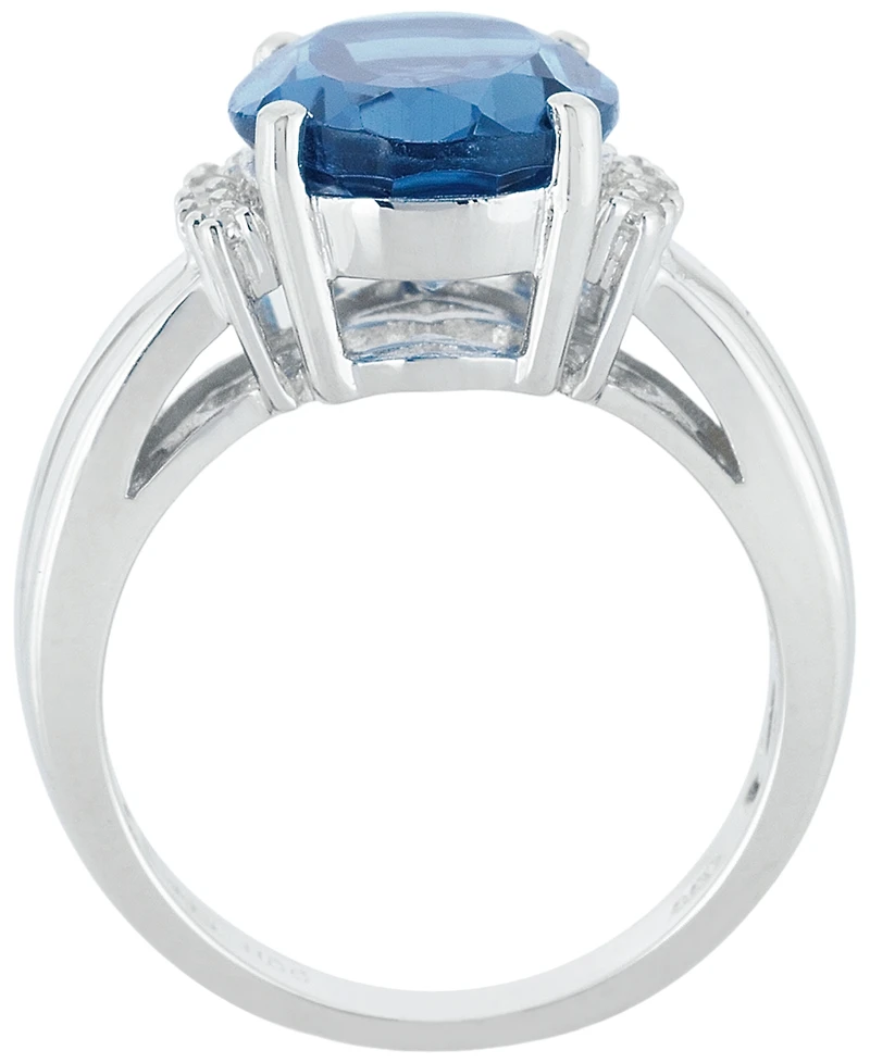 Macy's London Blue Topaz (5-1/2 ct. t.w.) & Diamond (1/6 ct. t.w.) Ring in Sterling Silver