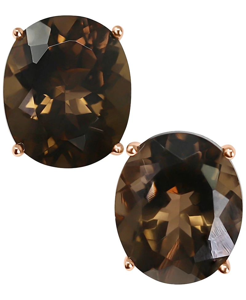 Macy's Smoky Quartz (8 ct. t.w.) Stud Earrings in 14k Rose Gold