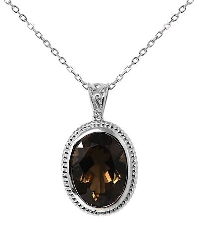 Macy's Smoky Quartz (10 ct. t.w.) Pendant Necklace in Sterling Silver