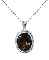 Macy's Smoky Quartz (10 ct. t.w.) Pendant Necklace in Sterling Silver