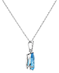 Macy's Blue Topaz (5 ct. t.w.) & Diamond Accent Pendant Necklace in 14k White Gold