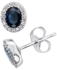 Macy's Sapphire (7/8 ct. t.w.) & Diamond (1/10 ct. t.w.) in 14k White Gold